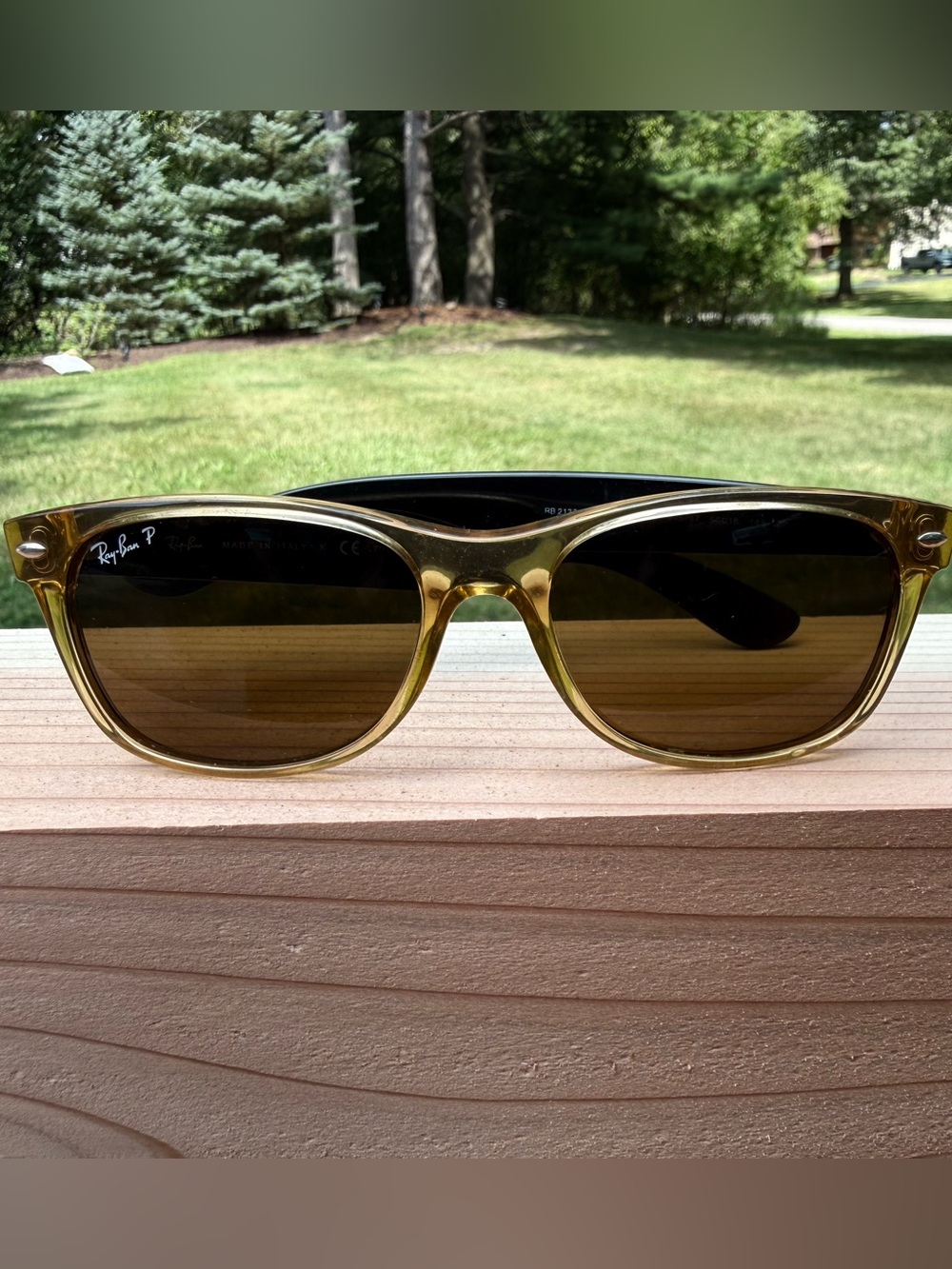 Ray-Ban New Wayfarer RB2132 945/57 Honey Polarized Sunglasses 55mm